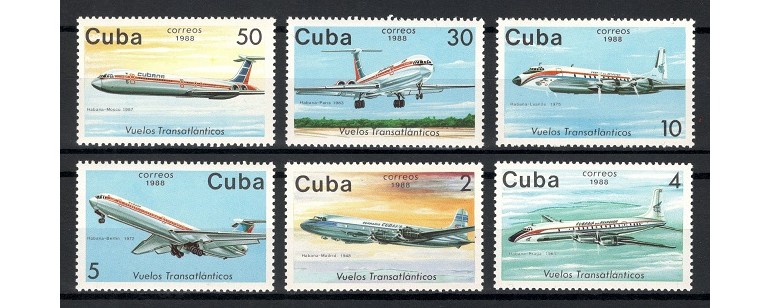 CUBA 1988 - AVIATIE - SERIE DE 6 TIMBRE - NESTAMPILATA - MNH / aviatie131